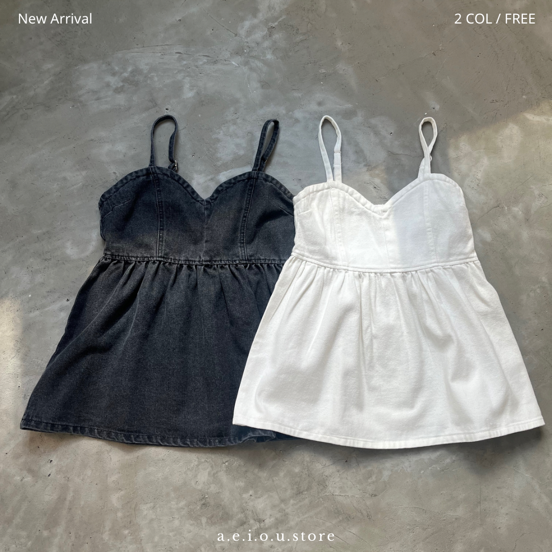 TP257- Denim Cotton Camisole | White | Black