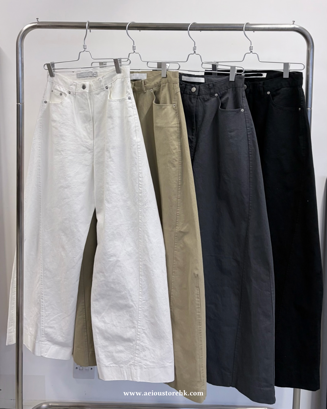 PT110- 挺身棉質彎刀褲 | White | Beige | Charcoal |  ( S / M / L )