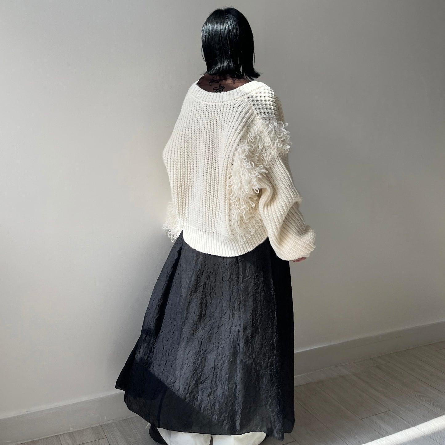 JK23-  Soso Sweater Cardigan | Ivory | Black