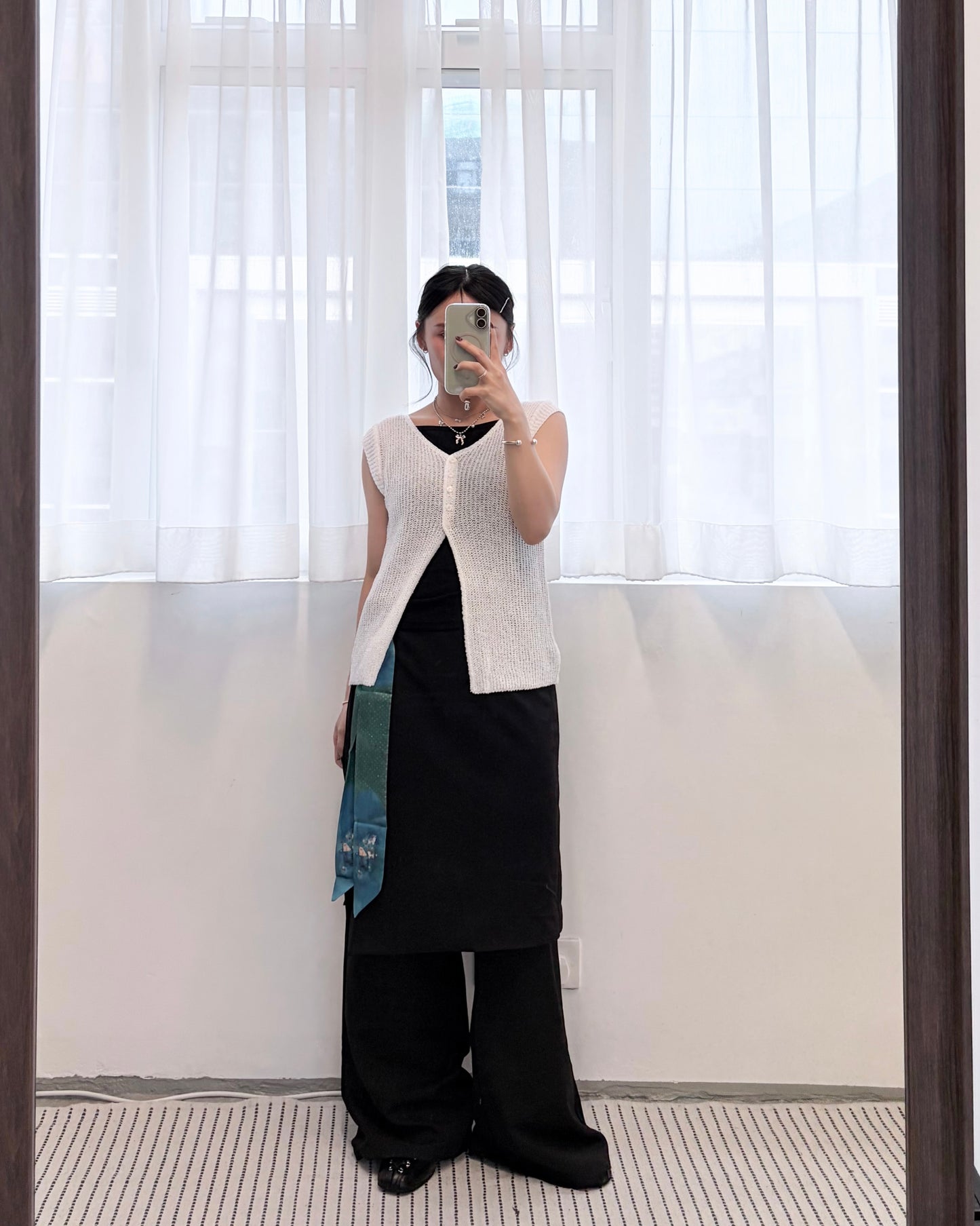 TP784- Button Mesh Vest | White | Blue | Green | Black