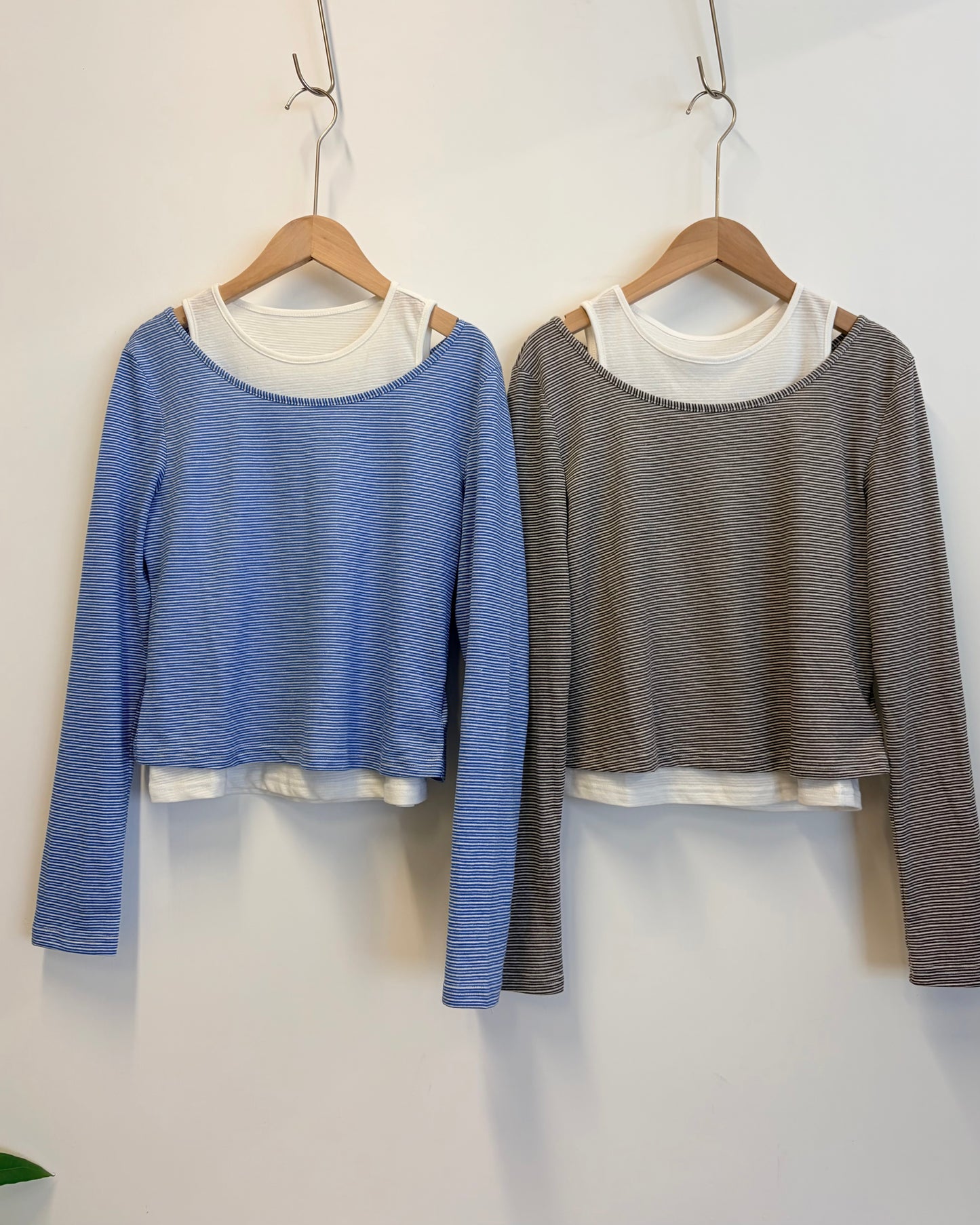 TP716- 2件裝橫間Top | Blue | Black