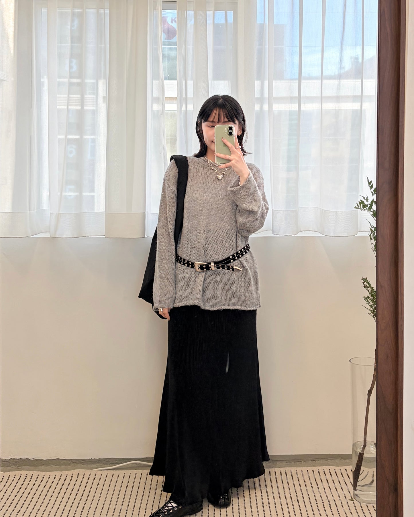 SK136- 絲絨Pocket Skirt ｜Light Grey | Grey | Red wine | Black