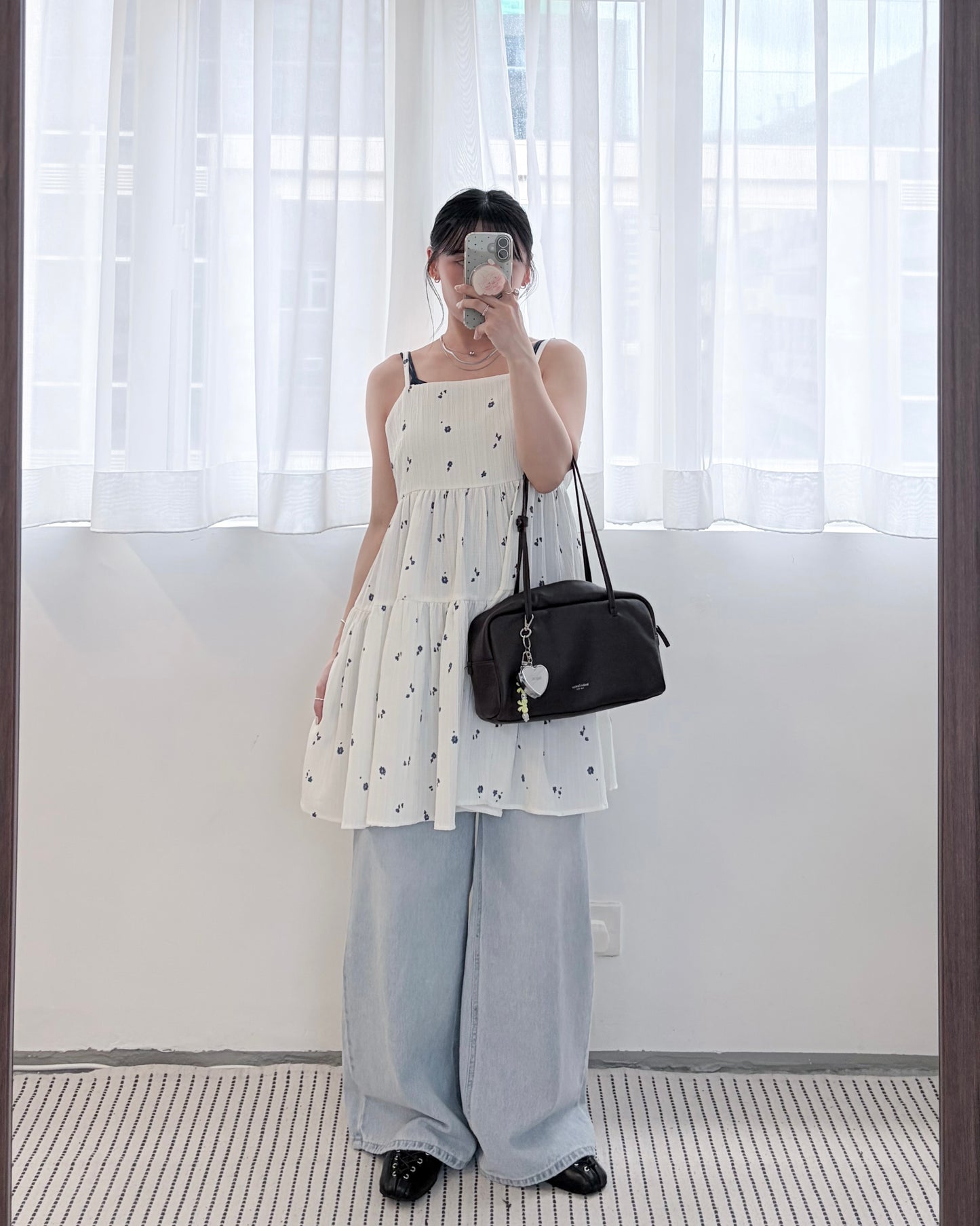 OP78- Flower Camisole Dress | White | Black