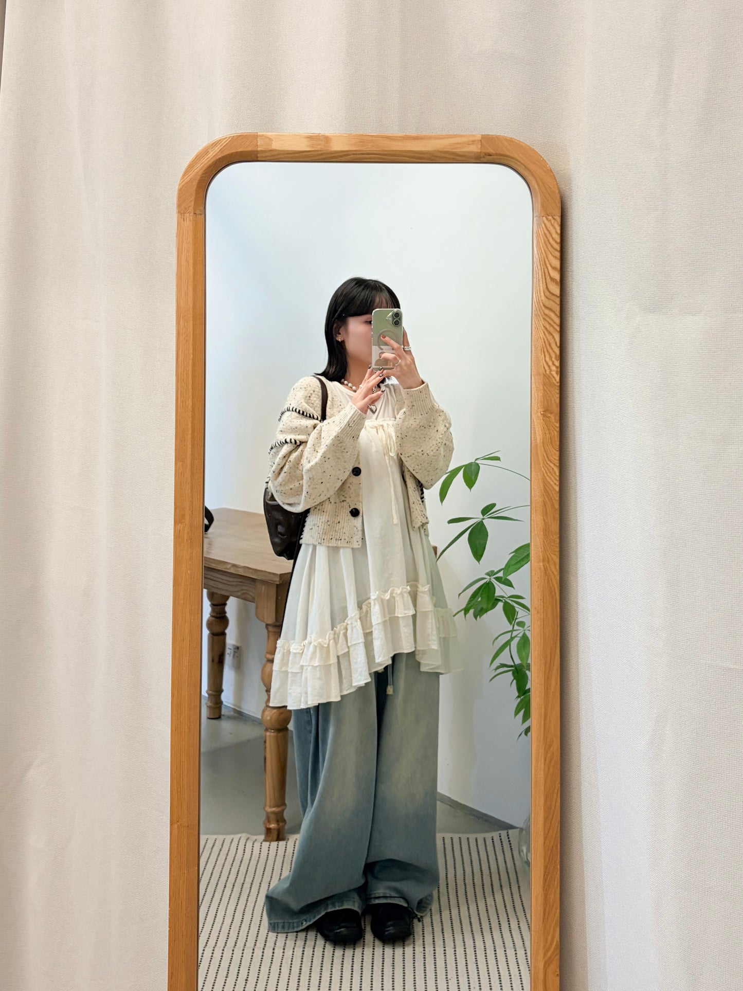 JK49- Chocolate Chip Knit Cardigan | Ivory | Beige