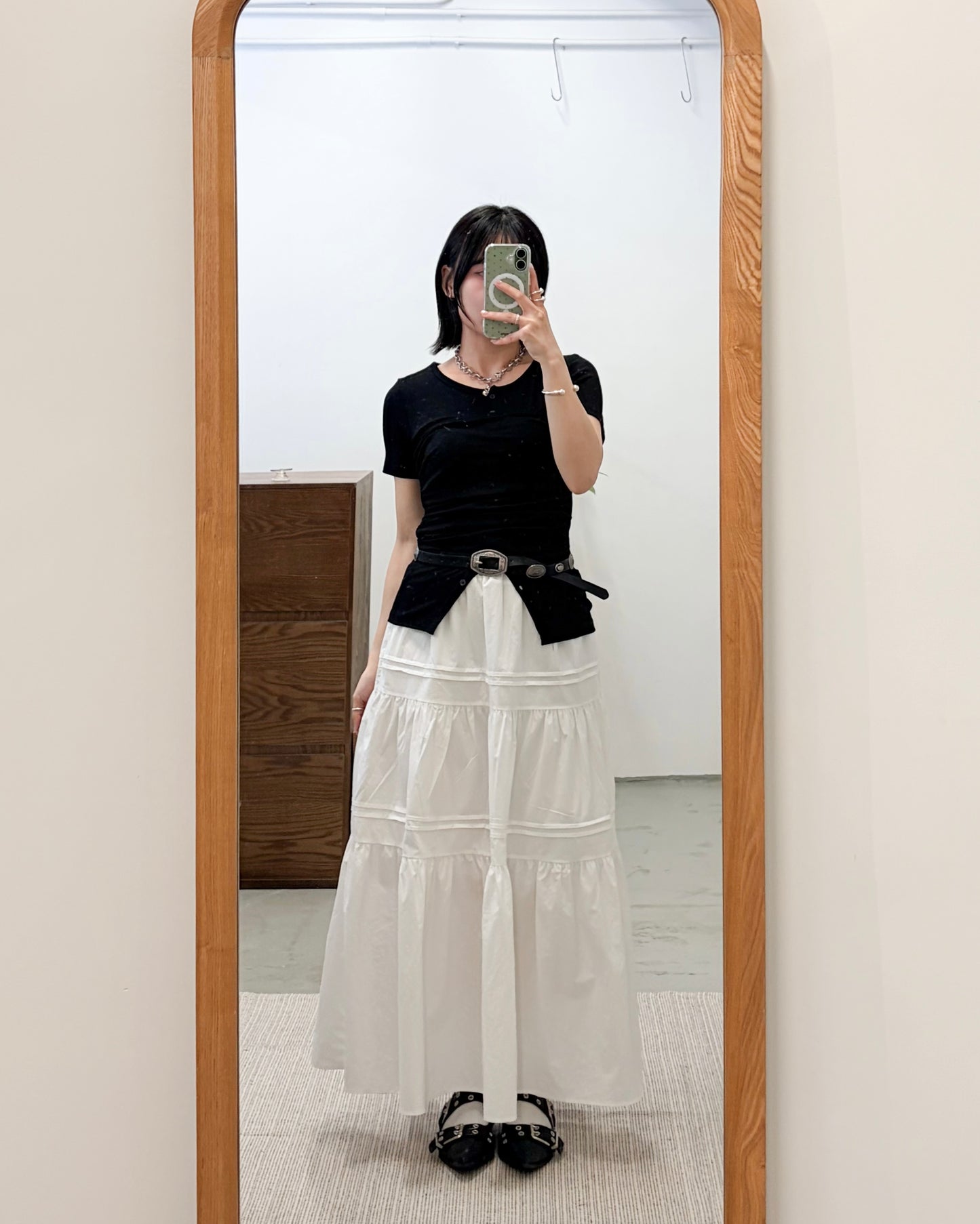 SK145- Double Line White Skirt