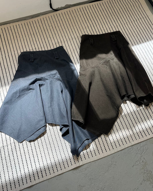 SK129- 微洗水不規則半截裙 | Charcoal  ( S / M )