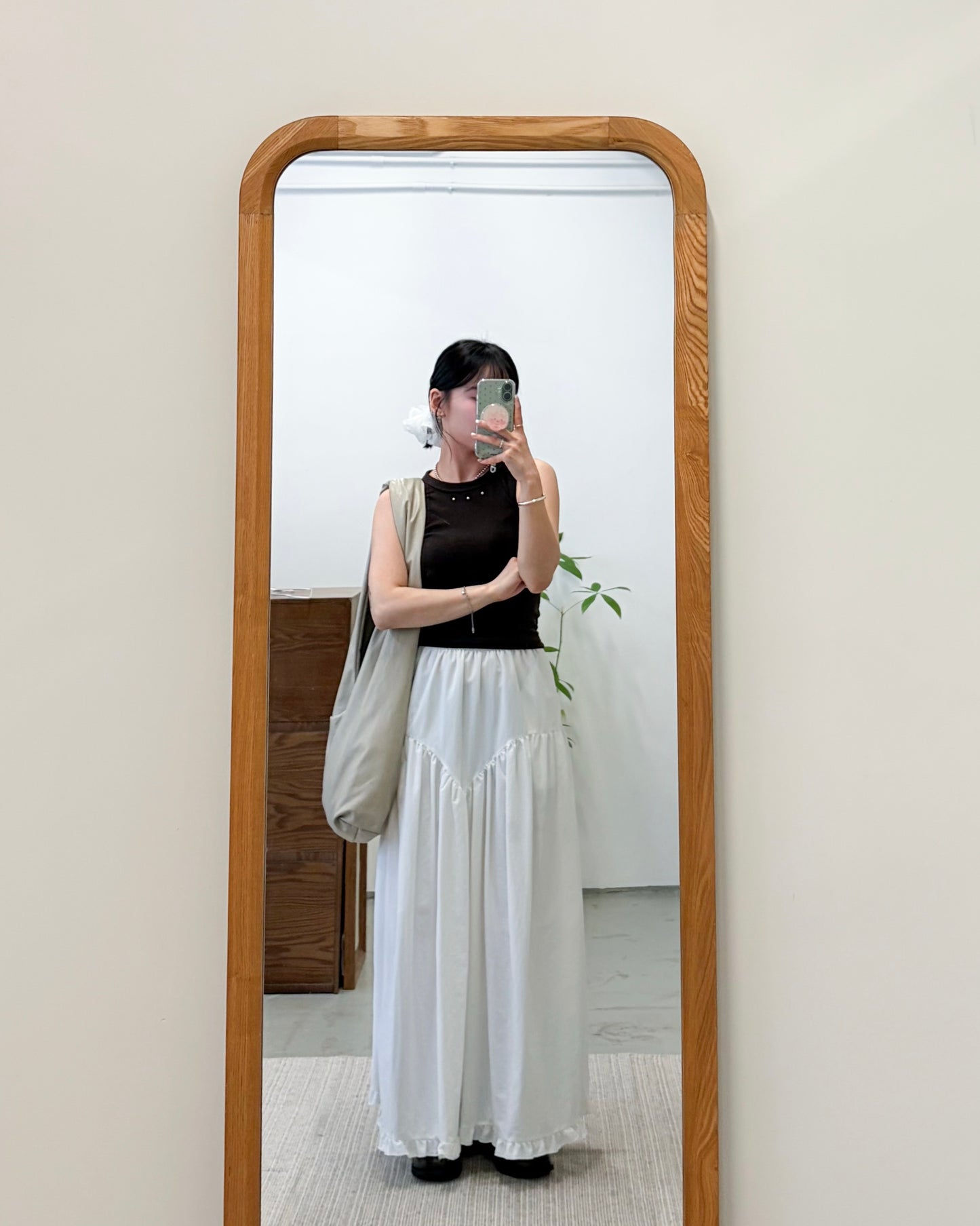 BG48- 2 Way Cushion Tote Bag | Grey Beige | Black