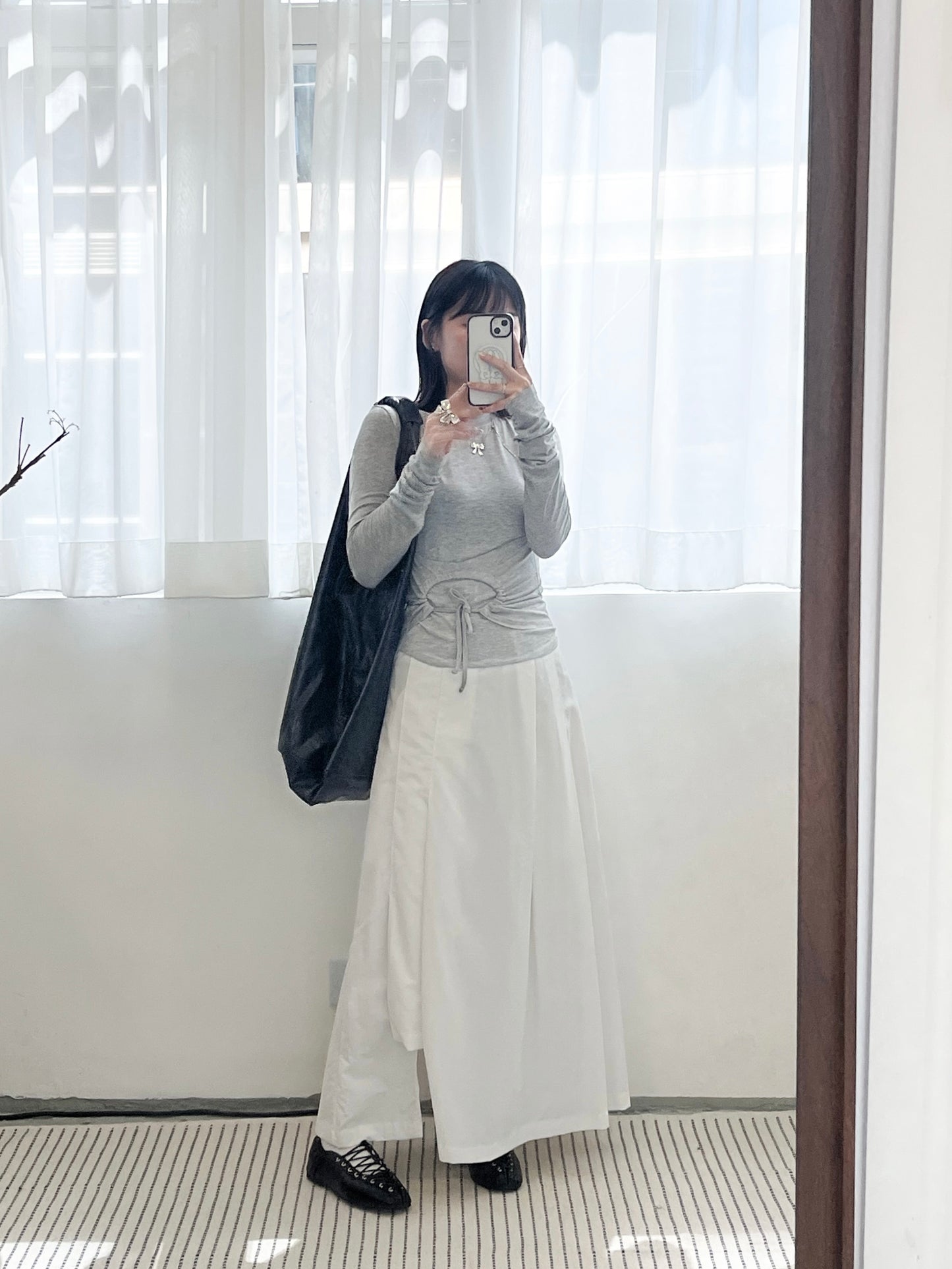 TP673- Circle Drawstring Top | White |Grey | Black