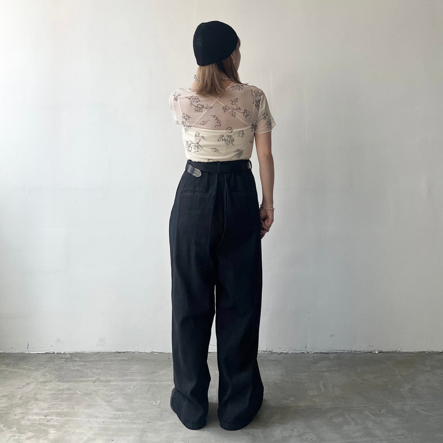 PT54- Denim Pant Tucked Wide Pants | Navy | Black