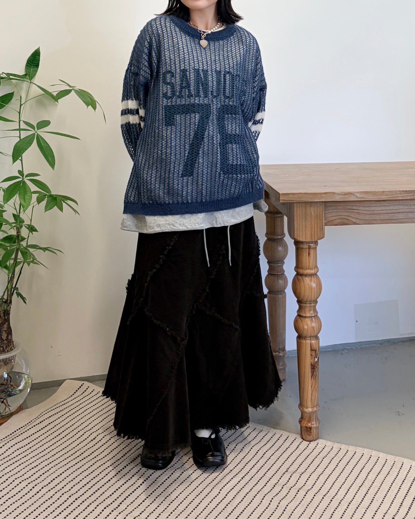 TP707- Printed Sweater x Knitwear Set | Ivory | Navy | Brown