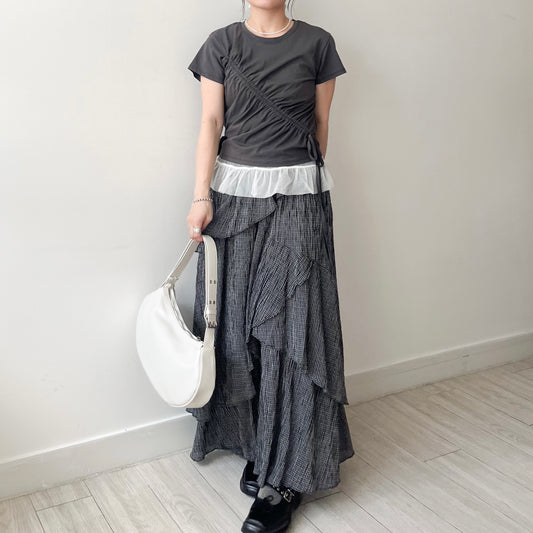 TP646- Drawstring Top | White | Charcoal