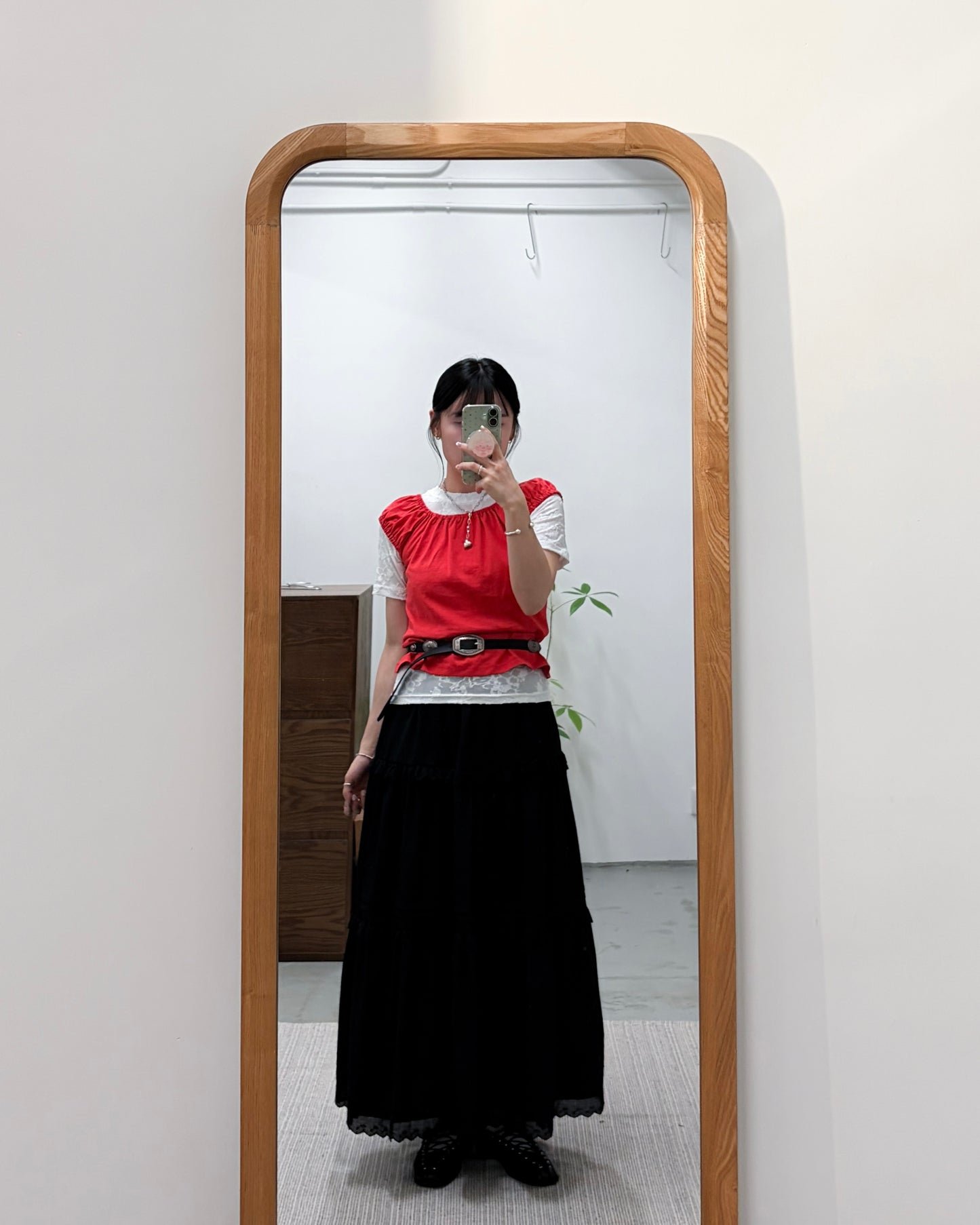 TP757- Square Neck Vest Top | White | Orange Red | Grey