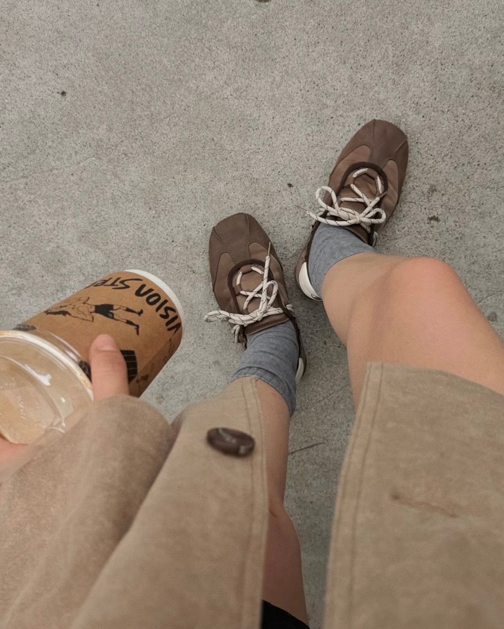 SH13- Hazel Satin Sneakers | Brown | Black