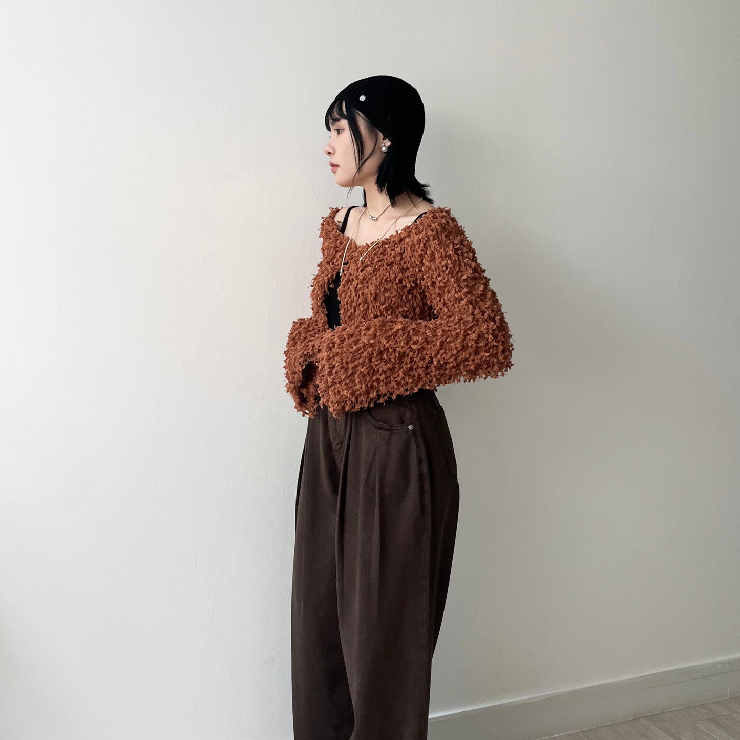 JK25- 粒粒雪糕Cardigan | Grey | Orange | Black