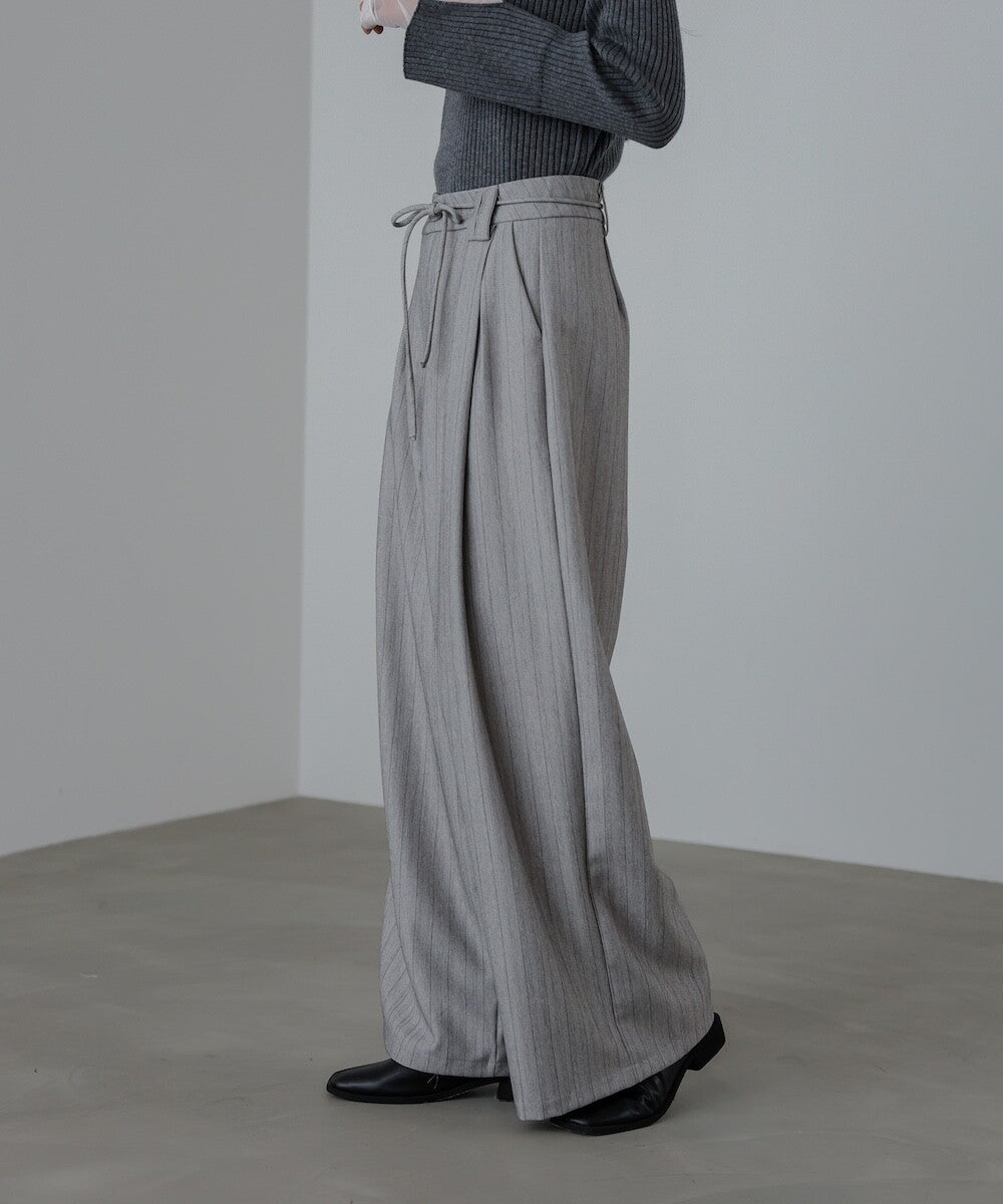 PT100- Stripe Classic Pant | Beige | Grey ( S / M ) 附有一條腰帶