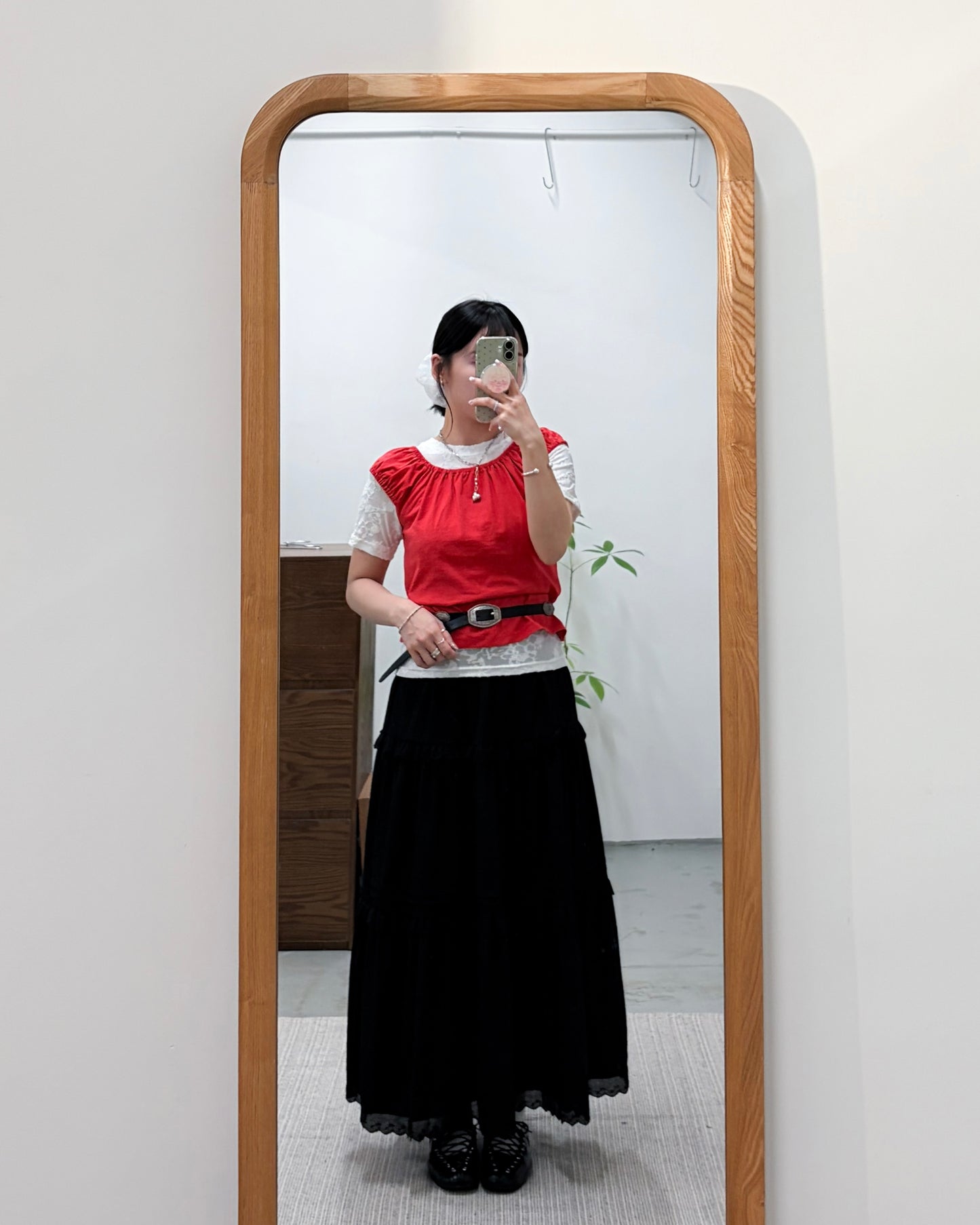 TP758- 暗花Skinny Top | White | Black