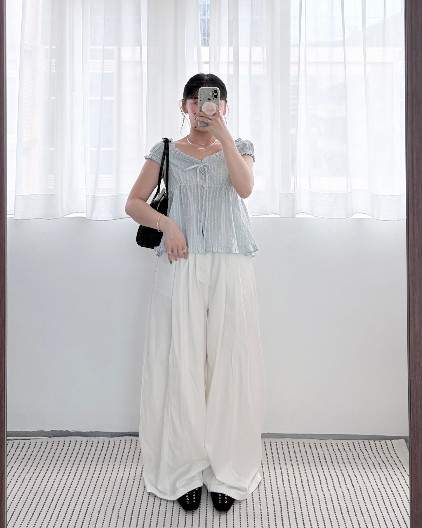 PT115- Soft Wide Leg Pants | White | Beige Grey