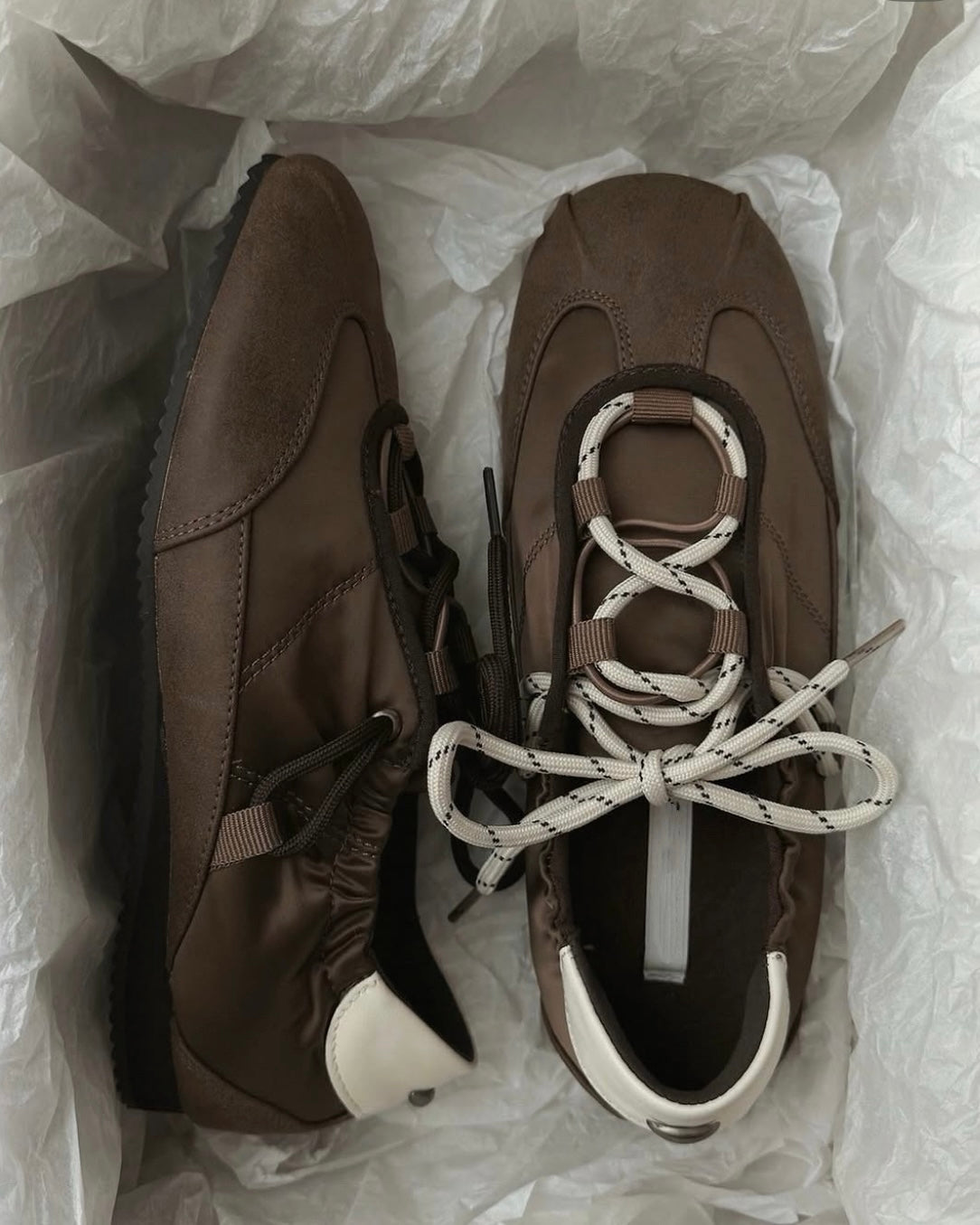 SH13- Hazel Satin Sneakers | Brown | Black