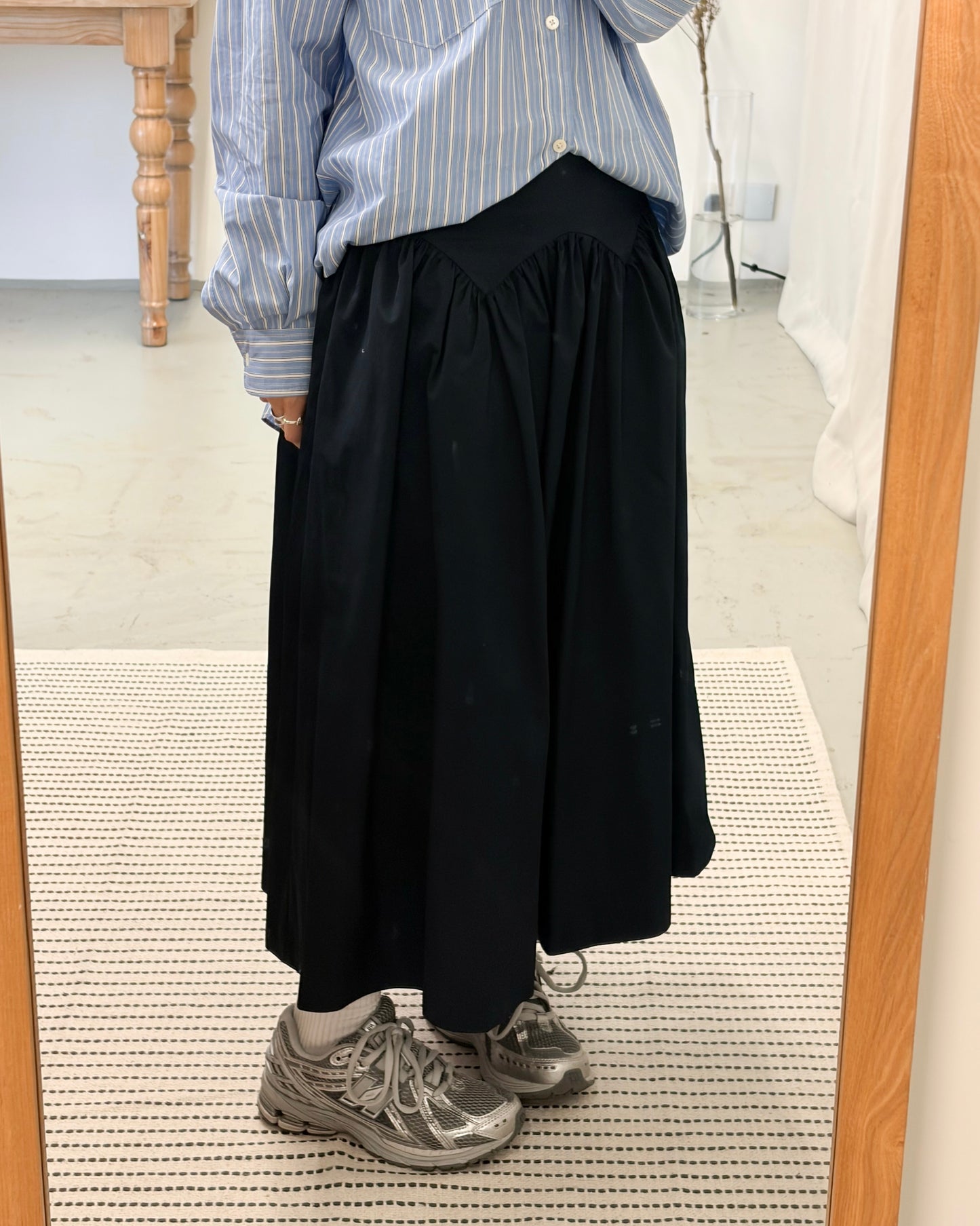 SK138- High Quality Umbrella Skirt | Grey | Navy ( S / M )