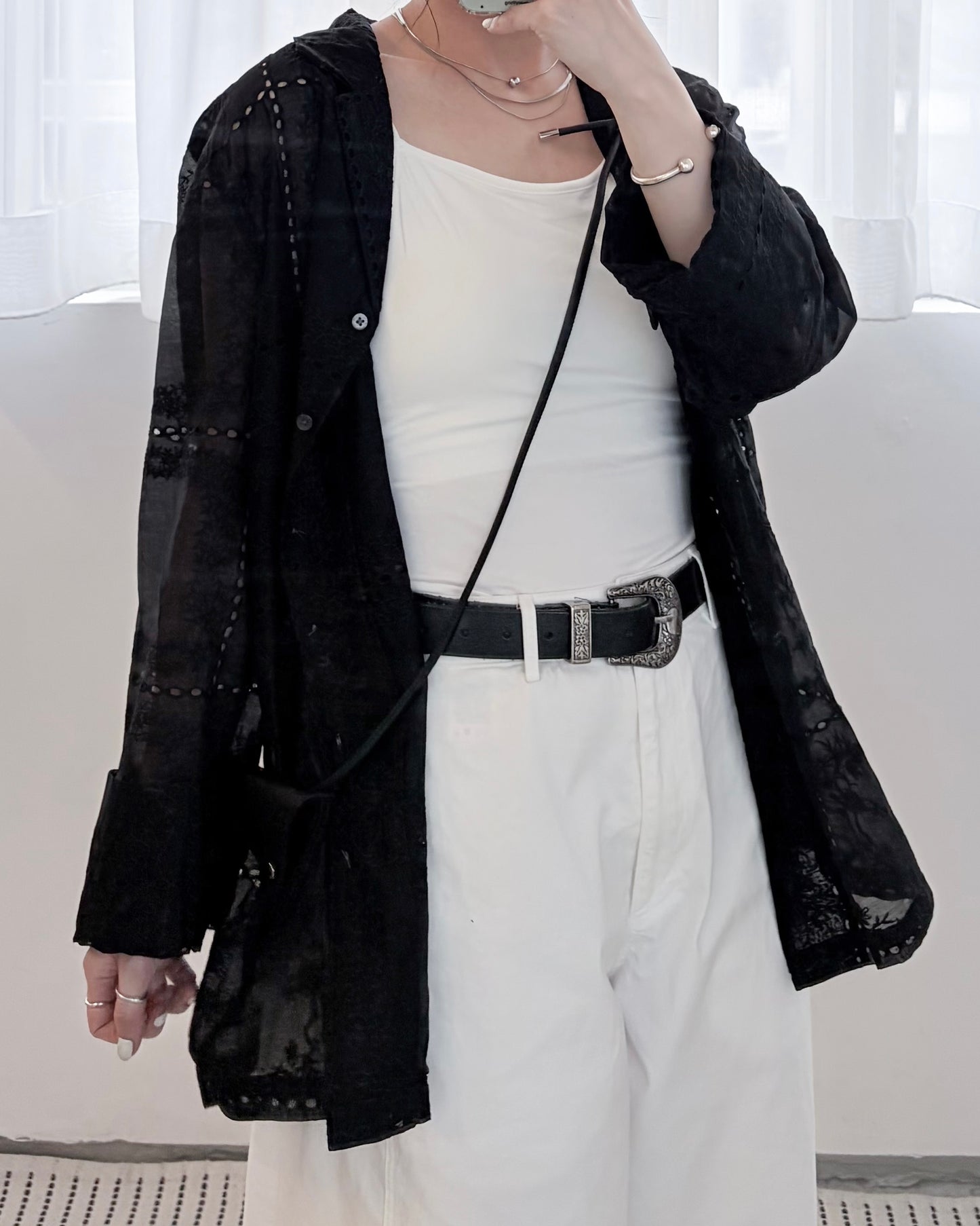 JK53- Embroidered Shirt Jacket | Black