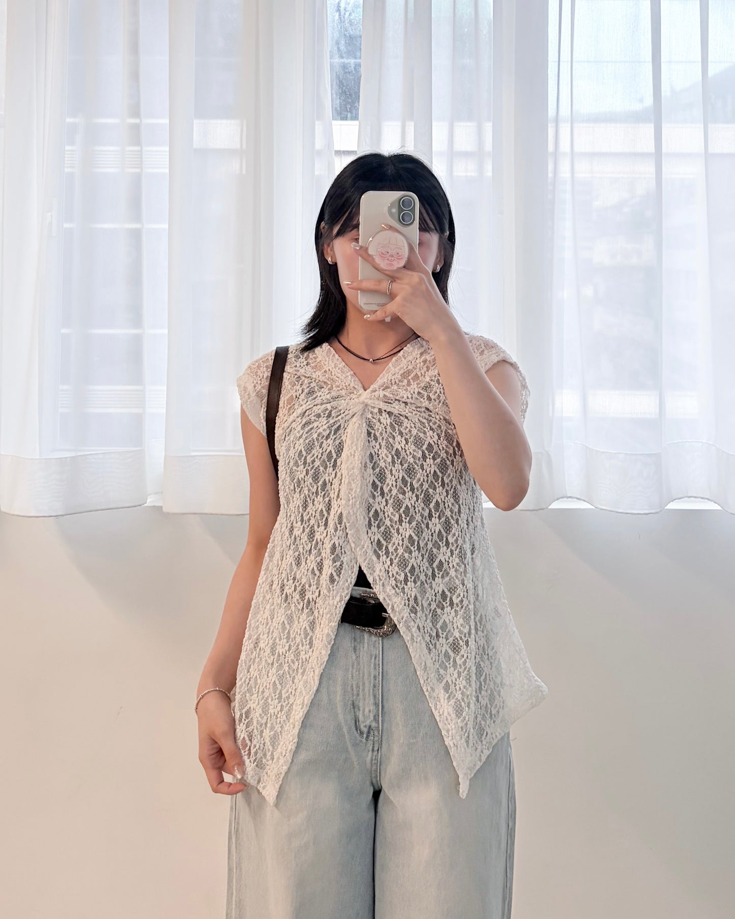 TP815- 2 Way Lace Top | Ivory | Black