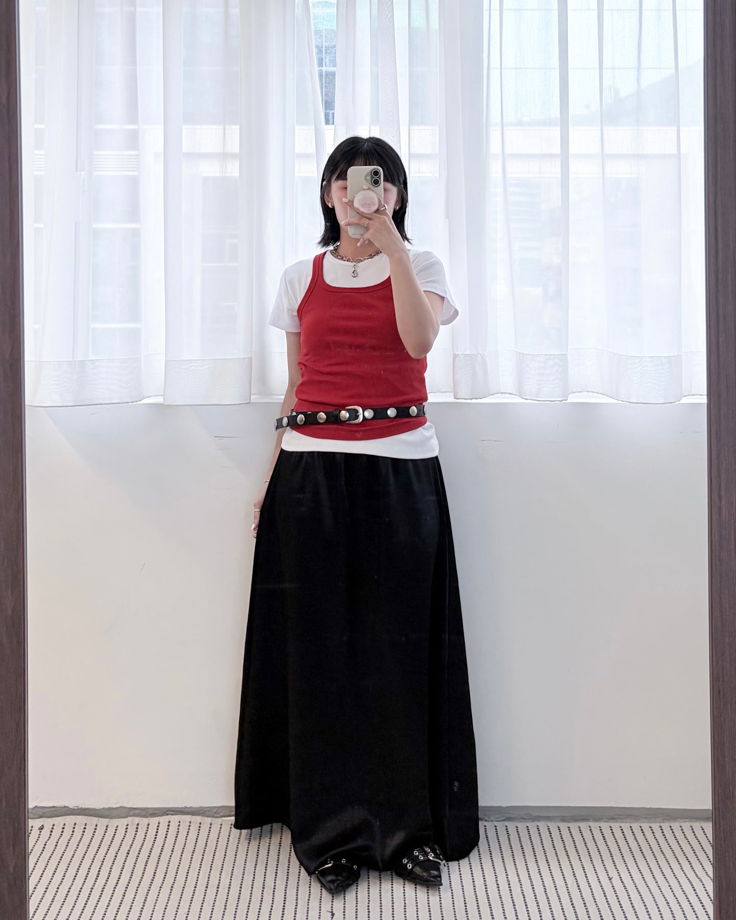 TP826- Square Neck Vest | White | Charcoal | Red