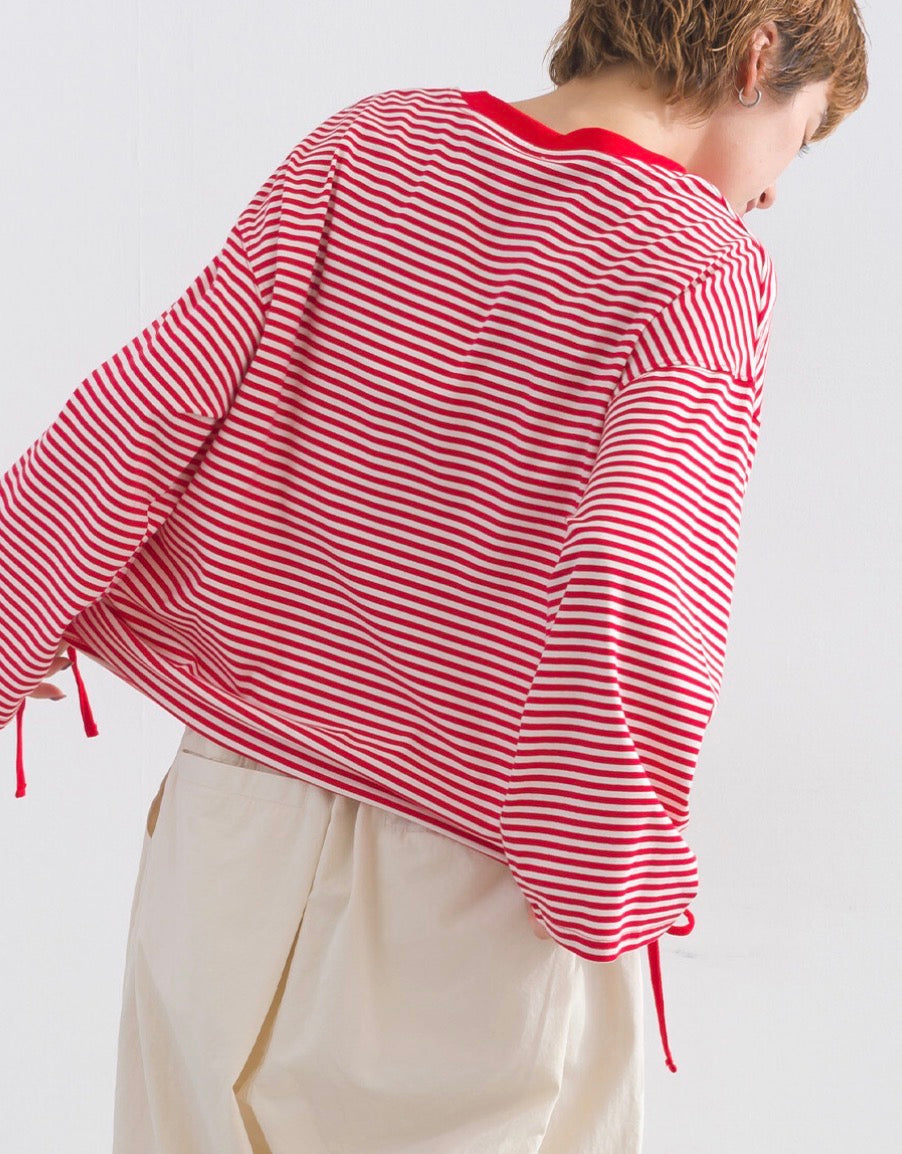 TP731- Soft Cotton Striped Top | Red | Navy | Black