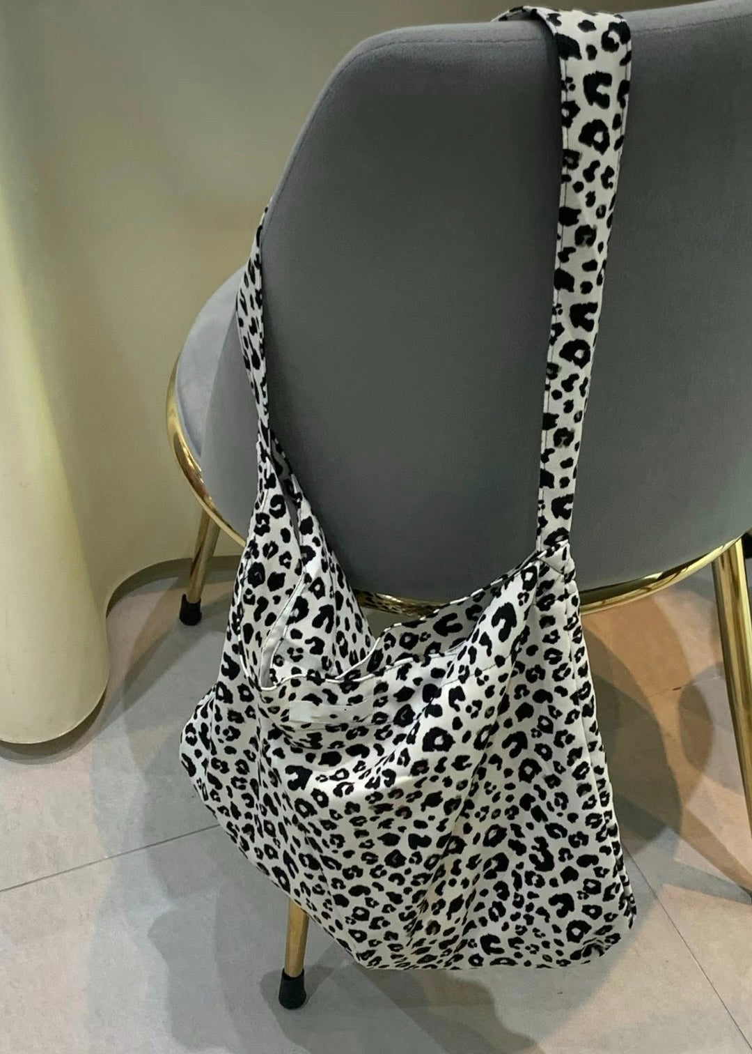 BG37- Leopard Print Bag | Brown | Big Brown | Cream