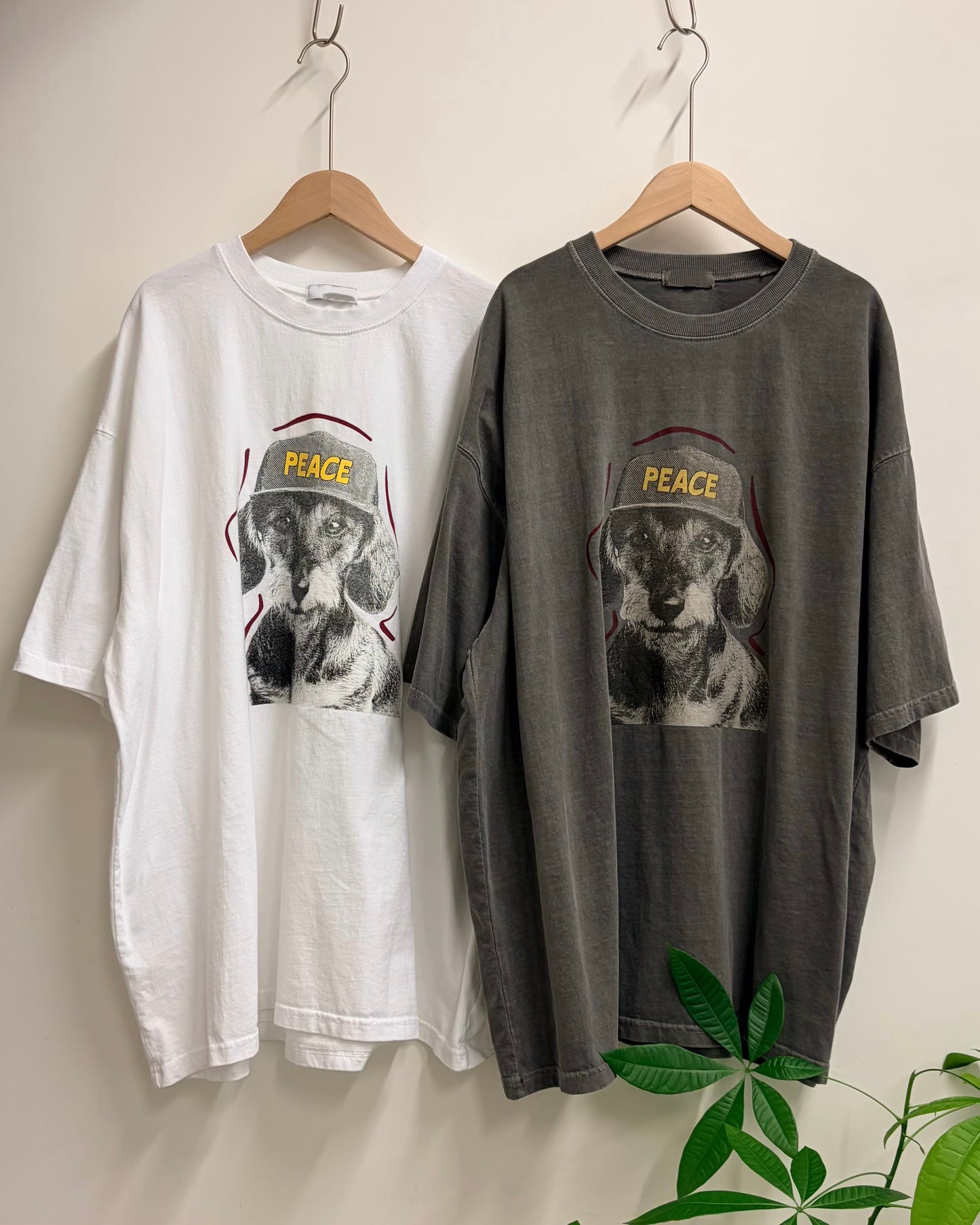 TP754- Unisex Peace Dot Over Size Tee | White | Grey