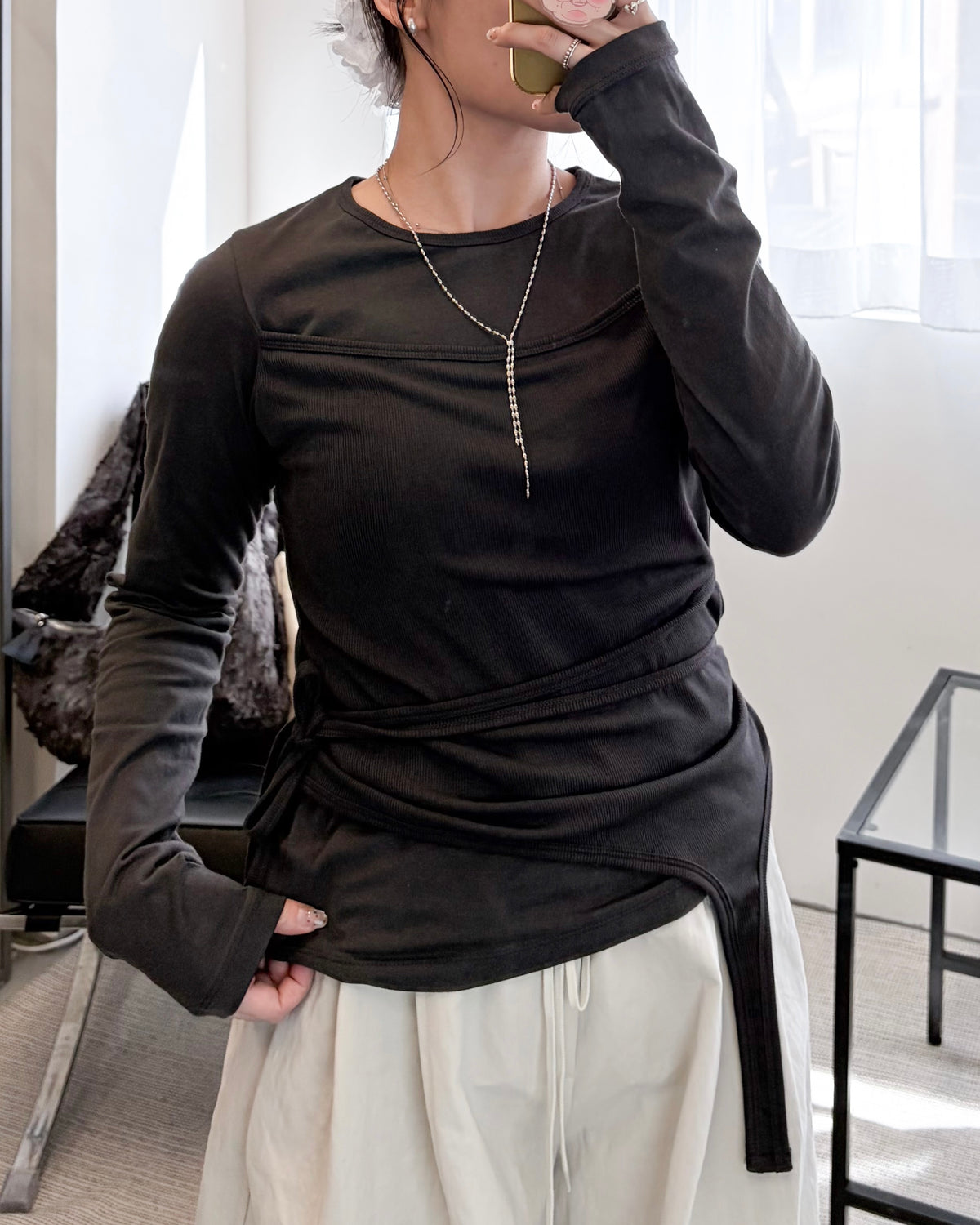 TP840- 不規則layer Top | White | Grey | Black