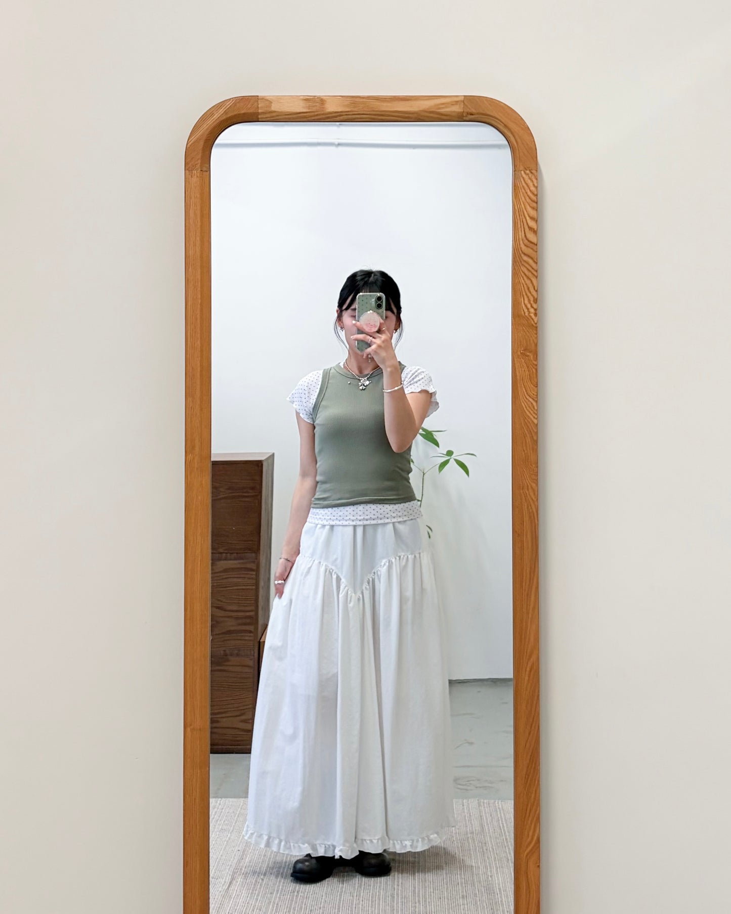 TP748- Ruffle Sleeve Small Dot Top | White | Grey | Black