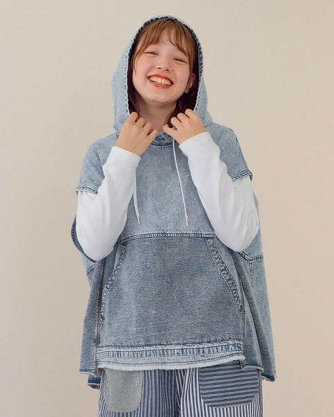 TP486- Chemical Denim Vest | Blue | Black