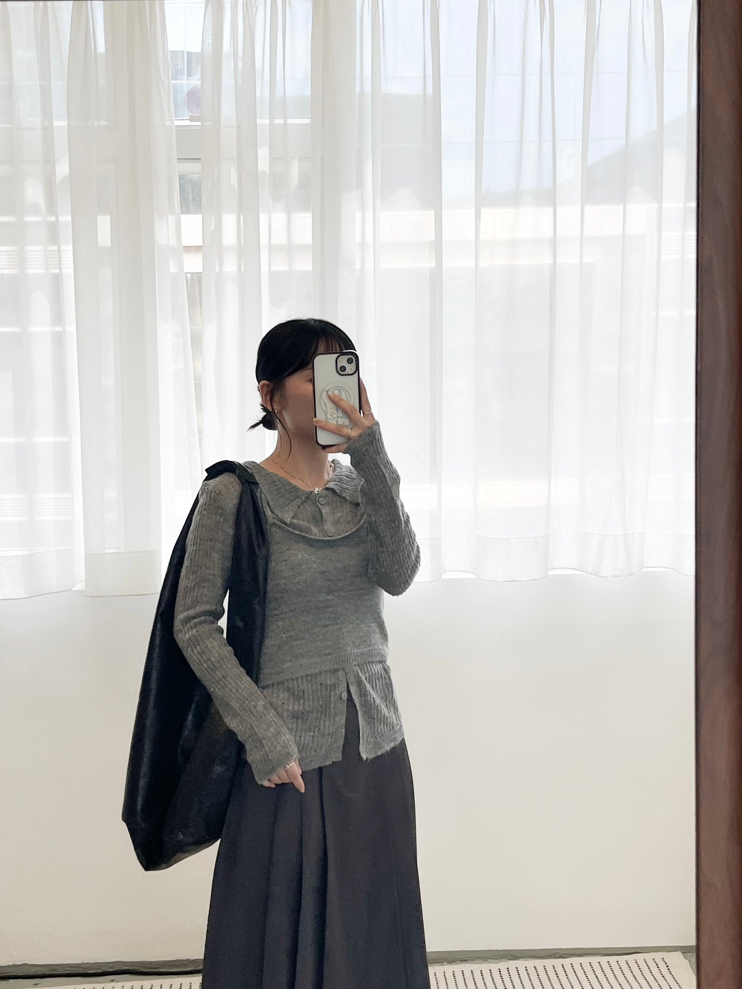 TP675- Knitwear Vest Set Top | Ivory | Grey