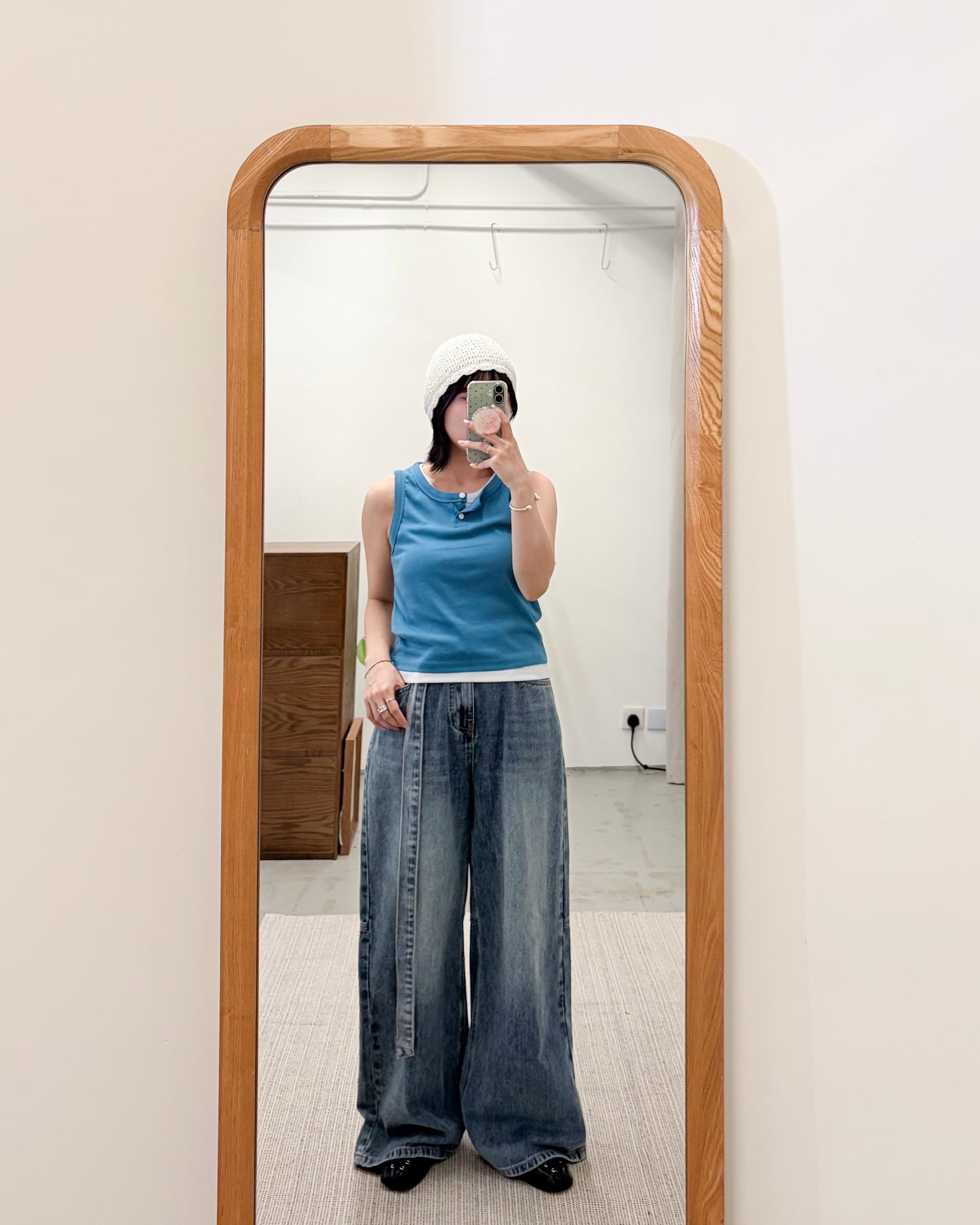 TP756- Button Vest | White | Blue | Black