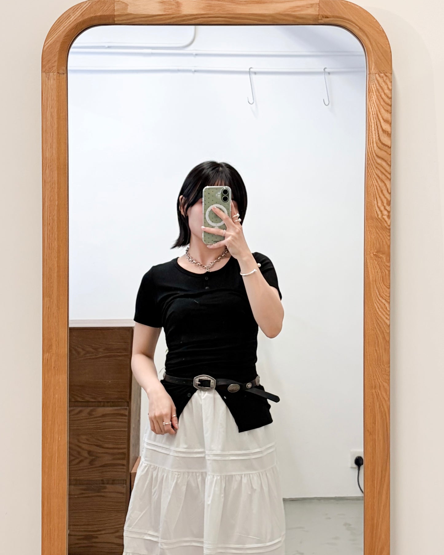 TP744- Short Tube Top Tee | White  | Black