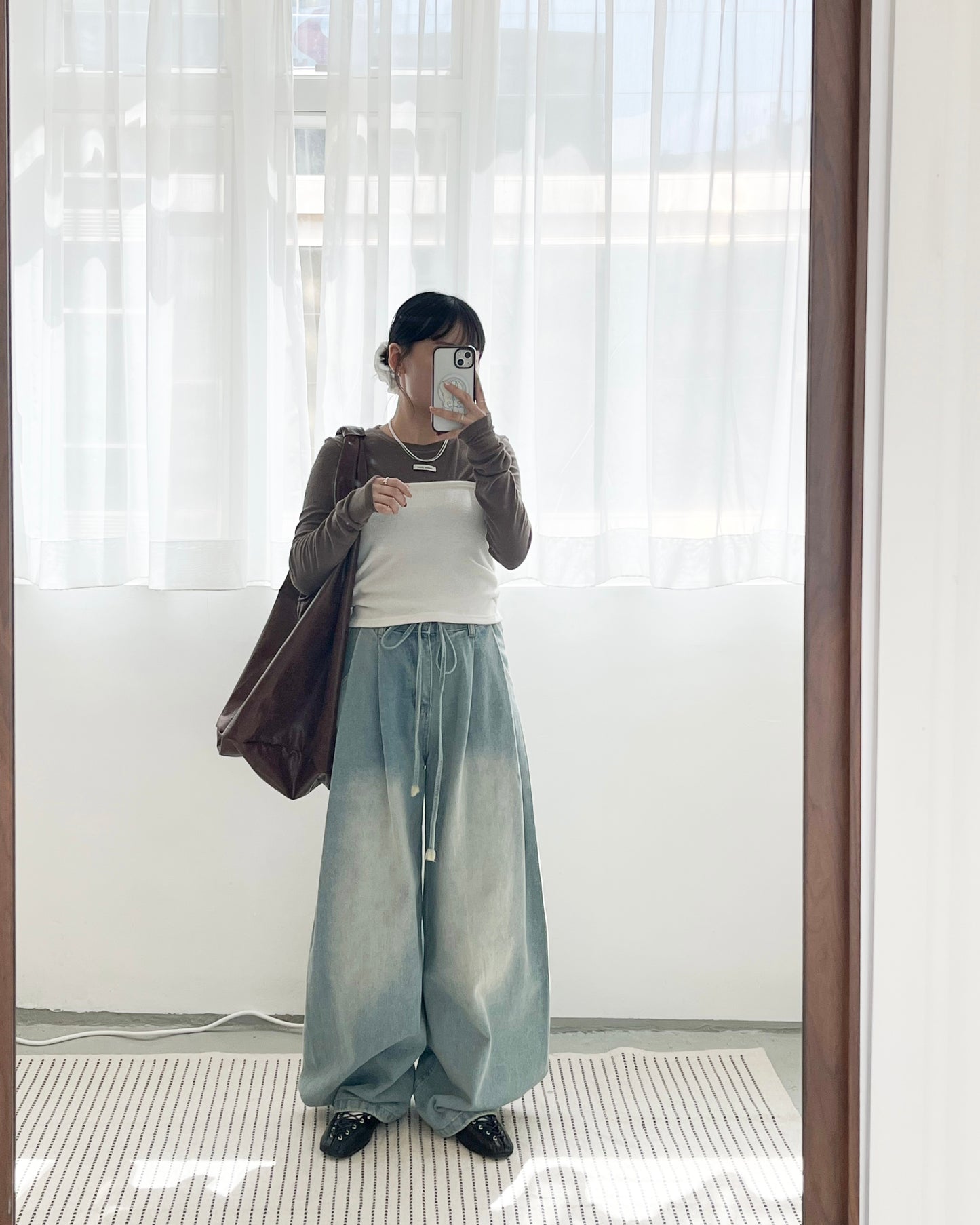 TP674- Logo Tag Cotton Top | Ivory | Grey | Blue | Brown | Black