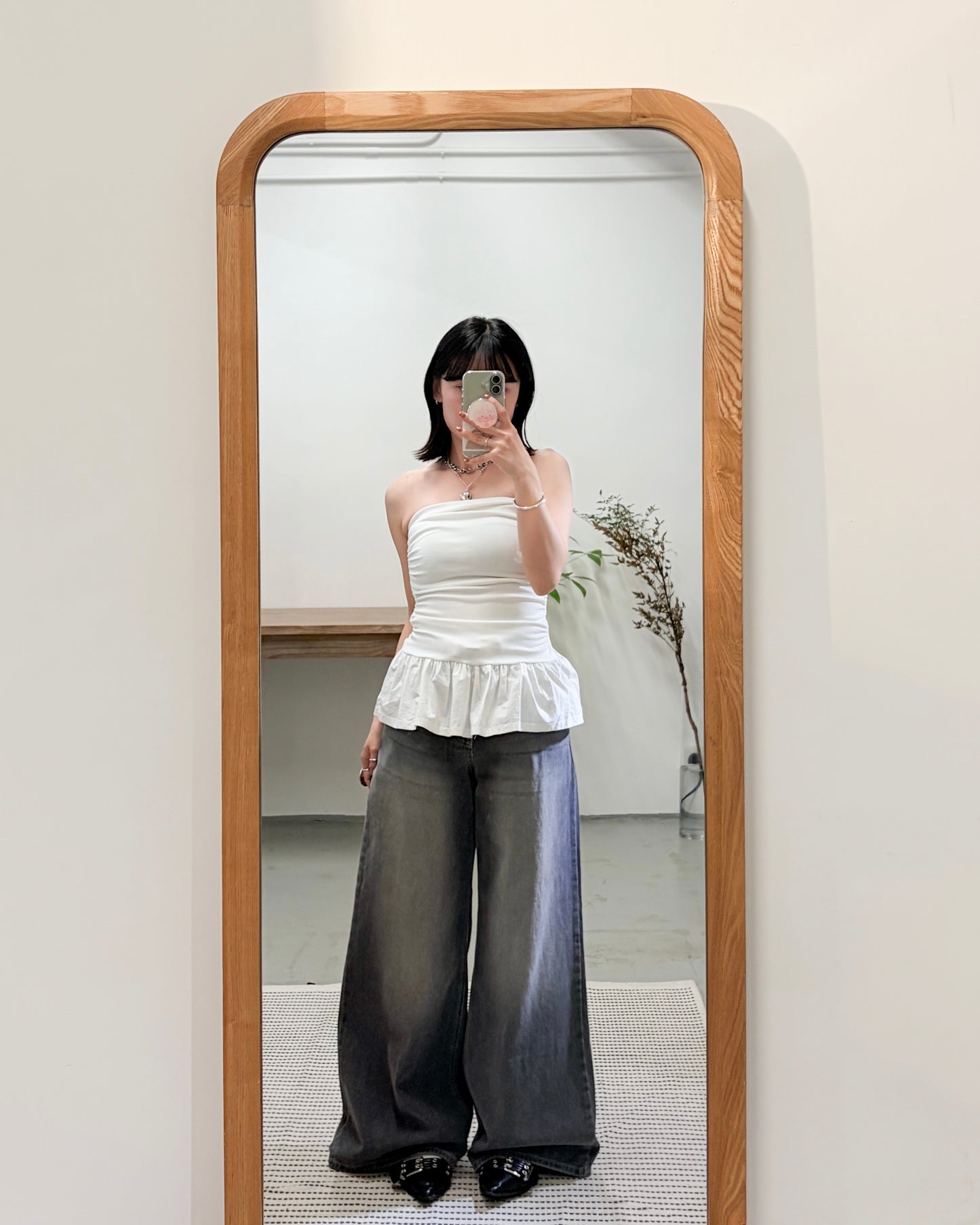 TP711- Ruffle Tube Top layer | White | Grey | Black