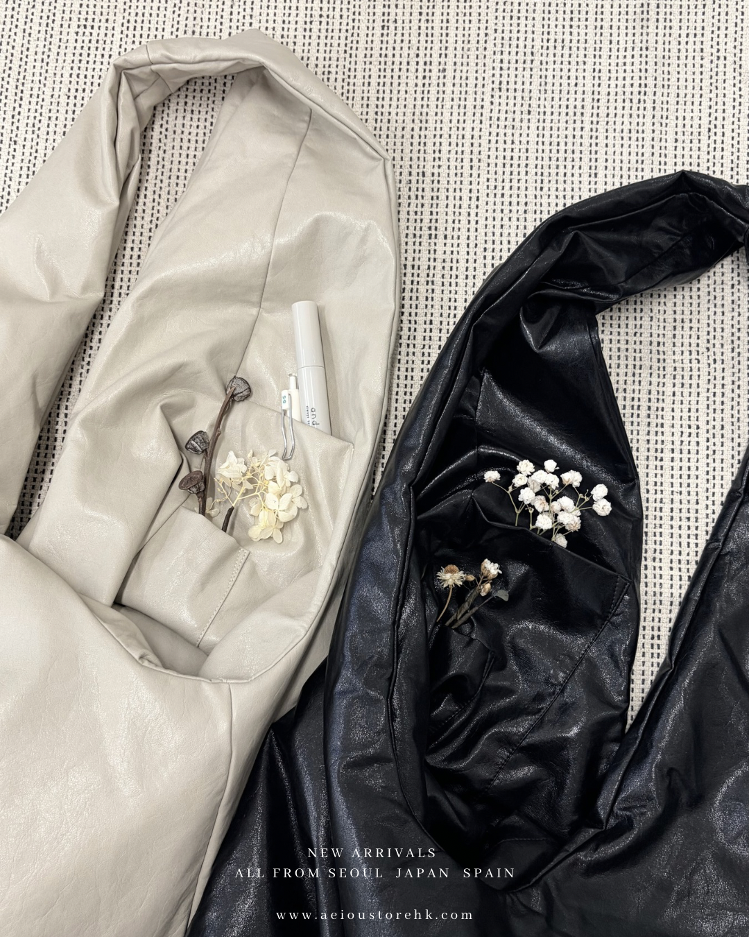 BG48- 2 Way Cushion Tote Bag | Grey Beige | Black