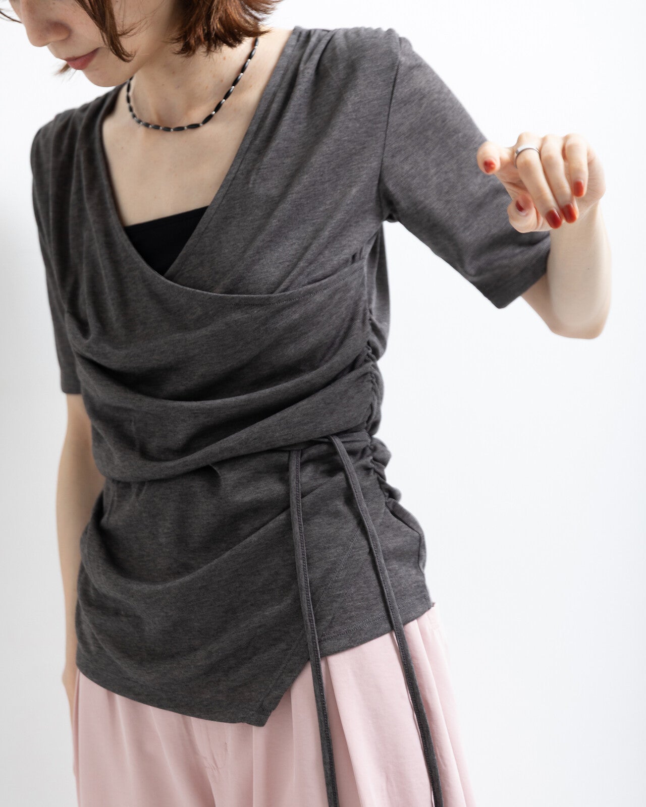 TP801- 2 Way draped Pullover | Cream | Grey | Black