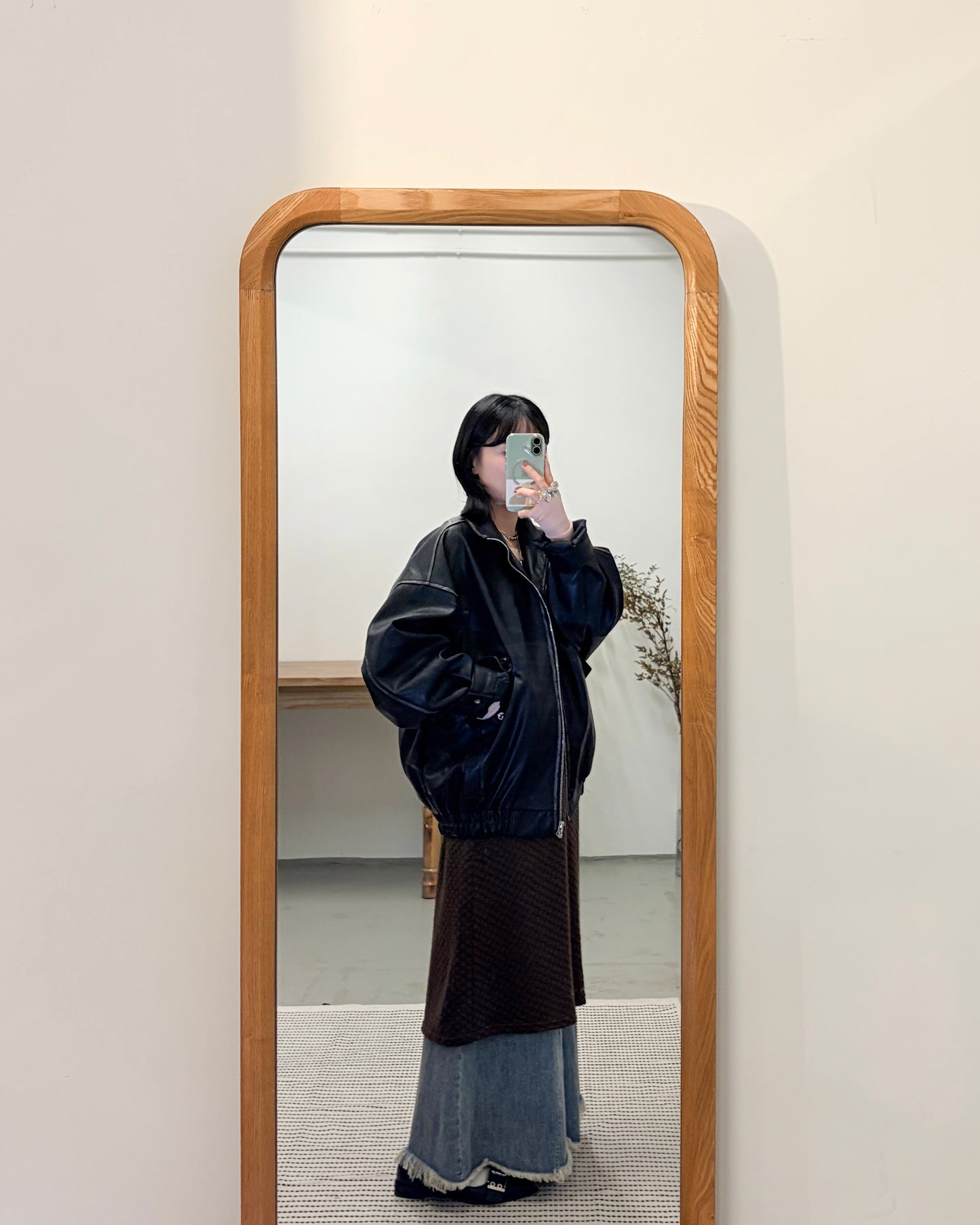 JK50- Vintage Leather Jacket | Black ( 做舊邊位 )