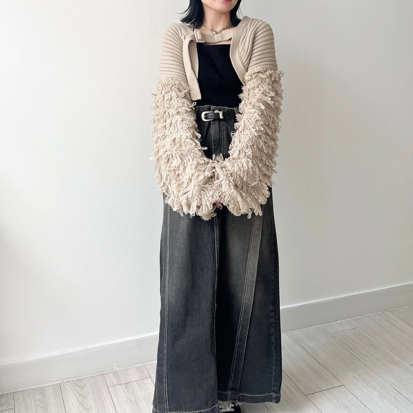 JK28- Soso Sleeves Cardigan | Beige