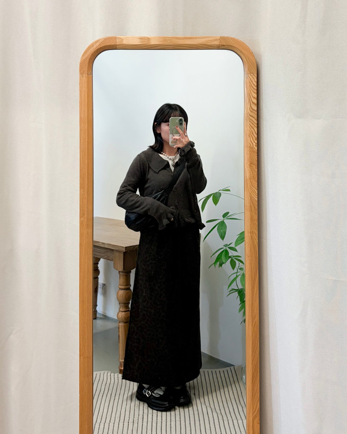 JK46- Ruffle Knit Cardigan | Grey | Brown