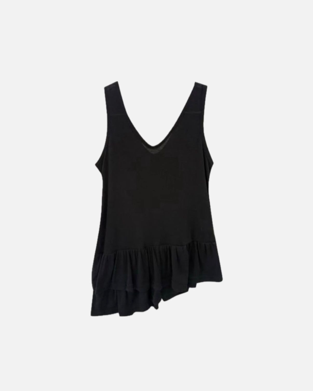 TP715- V Neck Ruffle Layer Vest | White | Black