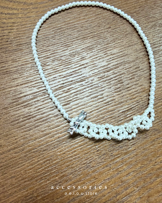AC274- Ribbon Pearls Chocker