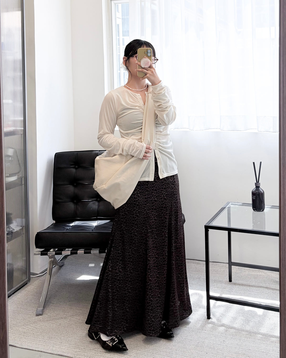 SK158- Leopard Print Fish-Tail Long Skirt | Brown | Charcoal