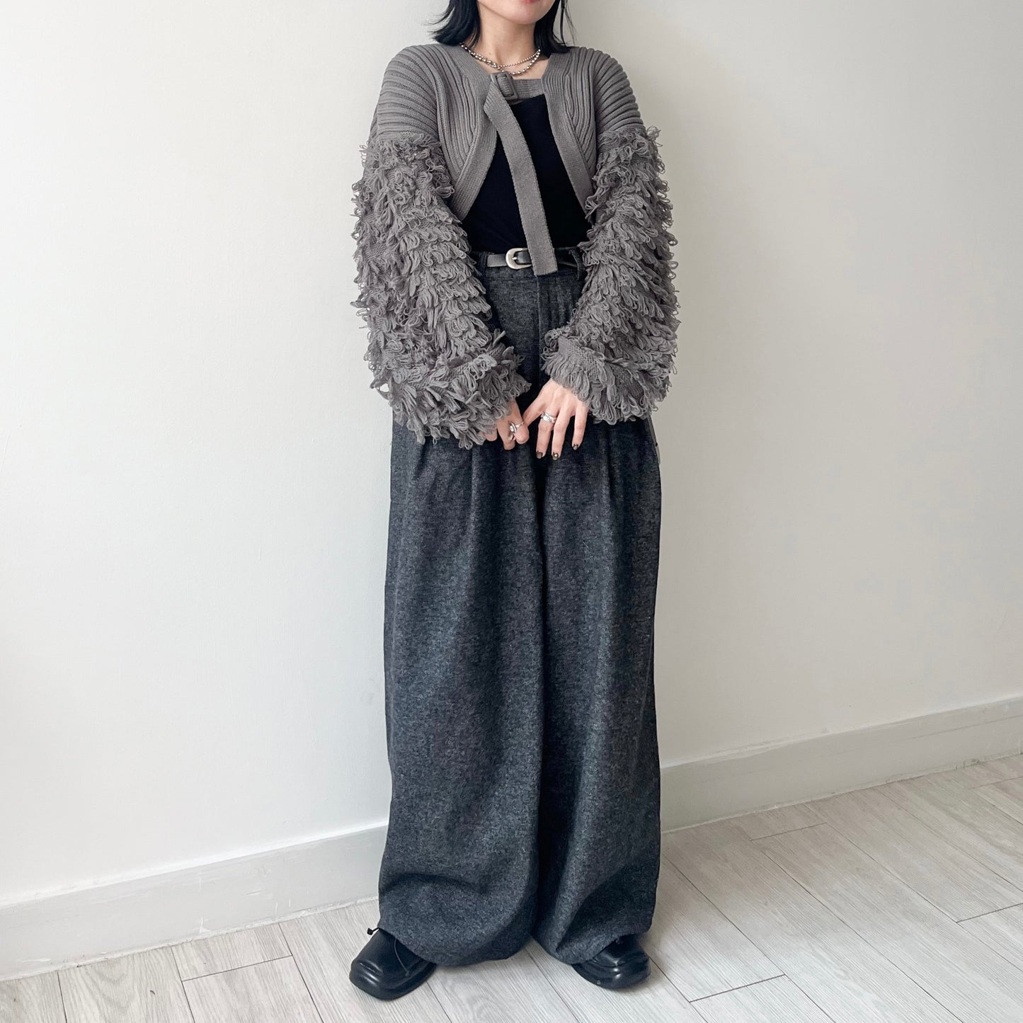 JK28- Soso Sleeves Cardigan | Grey