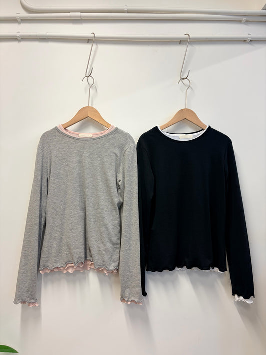 TP719- 圓領 Basic Ruffle Top | White | Pink | Grey | Black