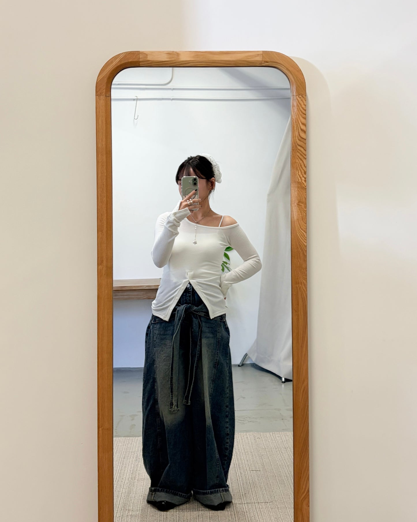 TP720- 斜肩貼身Button Cotton Top | White | Grey | Black