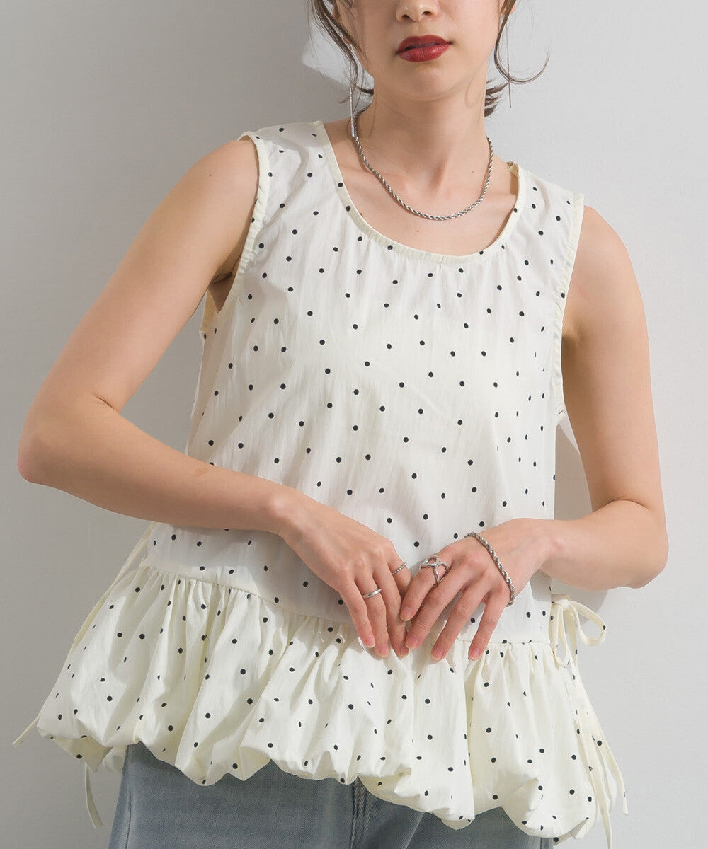 TP796- Dot Pullover Balloon Vest | Ivory | Black