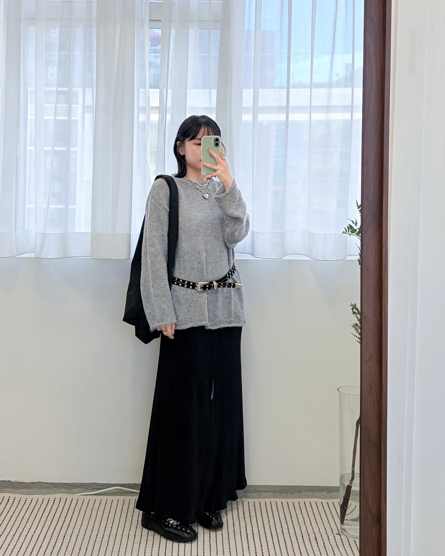 SK136- 絲絨Pocket Skirt ｜Light Grey | Grey | Red wine | Black